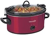 Premium Crock Pot Slow Cooker with Easy Recipes 6 Quart Crockpot Manual Red Portable Timer Model