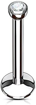 Dynamique 2mm Press Fit Gem Internally Threaded 316L Surgical Steel Labret/Monroe
