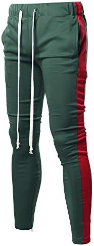 Men's Casual Side Panel Long Length Drawstring Ankle Zipper Track Pants