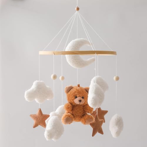 EERKEOD Baby Crib Mobile Bear Nursery Mobile for Boys Girls Teddy Velvet