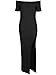 TOB Women's Sexy Plus Size Off Shoulder Side Slit Bodycon Party Maxi Dress Black,XX-Large