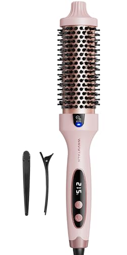 Wavytalk Roll Brush Iron, 1.5 inches (38 mm), Shiny Hair Blow Finish, Tourmaline Ceramic, Negative Ions, Brush Iron, Low Damage, 5 Temperature Adjustment, Pink