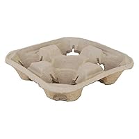 B.N.D Top Products Biodegradable Pulp Fiber 4 Cup Drink Carrier Tray / Holder for Cold or Hot Drinks - 300 Pieces