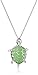 Amazon Collection Rhodium-Plated Sterling Silver Onyx | Jade Turtle Pendant Necklace