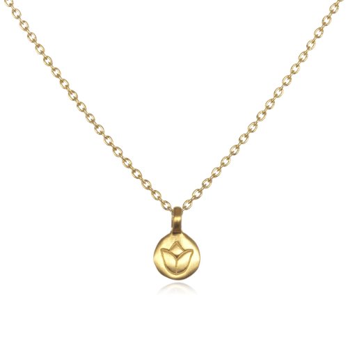 Satya Jewelry 18k Gold de oro amarillo Mini Lotus Women's Cabklace, 18 