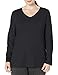 Just My Size Women's Plus Size Vneck Long Sleeve Tee, Ebony, 3X