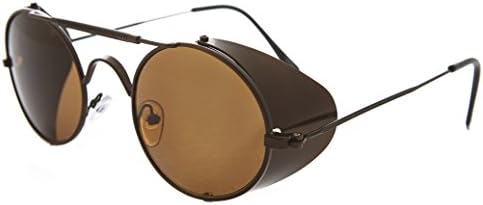 Bronze Steampunk Sunglass with Folding Side Shields with Brown Lens - Bram