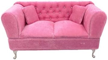 Twenis 1/6 Dollhouse Fancy Couch Sofa, Rose Pink Jewelry Storage Organizer, Flip Open Compartments, Birthday Gift for Her