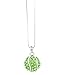 Small Tennis Ball Rhinestone Pendant Necklace - Green Crystal and White Enamel