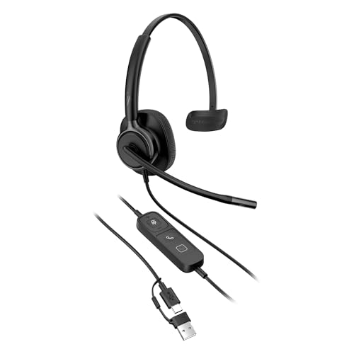 Casque stéréo USB-C HP Poly Mission 410 avec réduction Active du Bruit, Microphone avec réduction de Bruit IA, Compatible PC et Mac