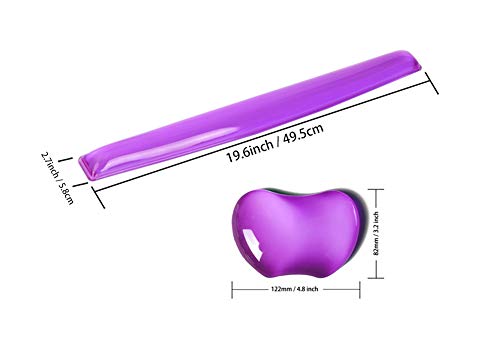 Silicone Gel Keyboard & Mouse Wrist Rest Pad Set Plus- ABRONDA Keyboard & Mouse Wrist Rest Support Heart-Shaped Translucence & Ergonomic & Comfortable & Durable & Pain Relief (Purple Set)