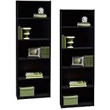 Ameriwood 5 Shelf Adjustable Bookcase, Set of 2, Black