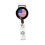 American USA Flag - Patriotic Lanyard Retractable Reel Badge ID Card Holder