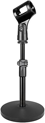 Weymic Iron Base Adjustable Foldable Desktop Microphone Stand Holder with Mic Clip for Meetings, Lectures, Podcasts, and More