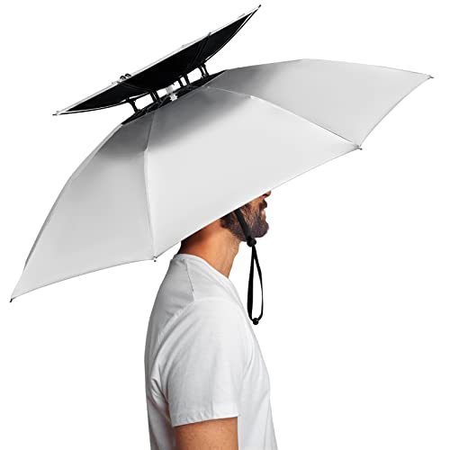 G4Free Fishing Umbrella Hat Folding Sun Rain Gardening Cap Adjustable Multifunction Outdoor Headwear