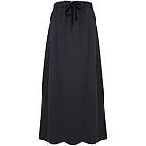 IDEALSANXUN Fleece Lined Long Skirts for Womens Elastic Waist Aline Warm Winter Skirts with Pockets