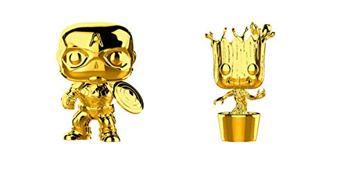 Funko Pop! Bundle of 2: Marvel Studios 10 Gold Chrome Groot and Captain America
