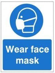 Wear Face Mask Sign 150mm x 200mm - Self Adhesive