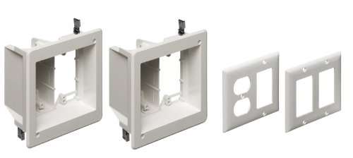 Arlington TVBR2505K Flat Panel TV Cable Organizer 2-Gang Kit with Recessed Power Solution