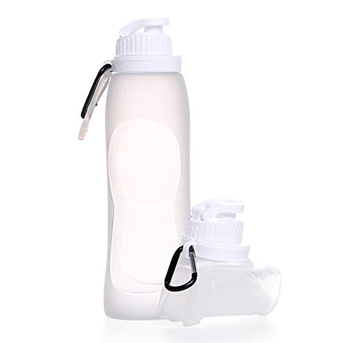 Omana 500ml Collapsible Silicone Water Bottle – BPA-Free, Lightweight, Leakproof, Foldable with Carabiner for Travel, Gym, Cycling, Hiking, School, Outdoor Activities (Clear)