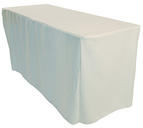 Event Decor White 8ft Fitted 4 sided Banqueting Polyester Tablecloth Wedding Reception