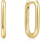 Sterling Silver Rounded Rectangular Huggie Earrings in Gold Finish