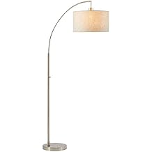 Rivet Steel Arc Floor Lamp, 69"H, with Bulb, Fabric Shade