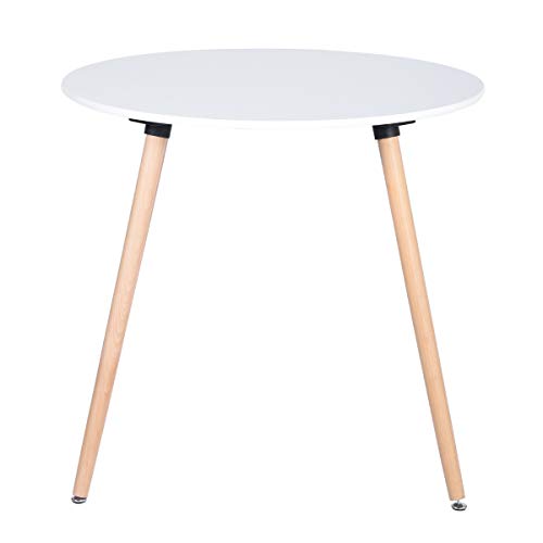 WarmCentre Round Table Dining Kitchen Table Wooden Coffee Table White Dining Room Kitchen Home Furniture
