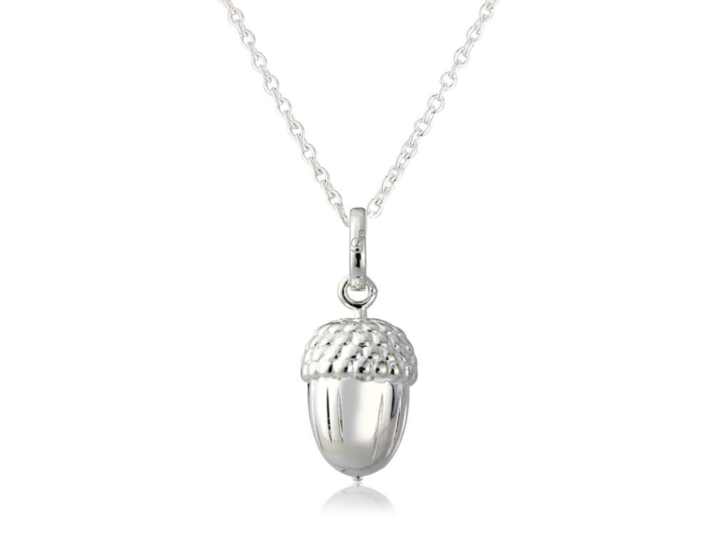 Gemma J Polished Sterling Silver Acorn Pendant - Premium Highly Detailed Symbolic Pendant Jewellery