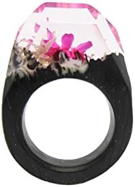 Boosin Jewelry Clear Secret Wooden Rings Handmade Real Flower Resin Jewelry