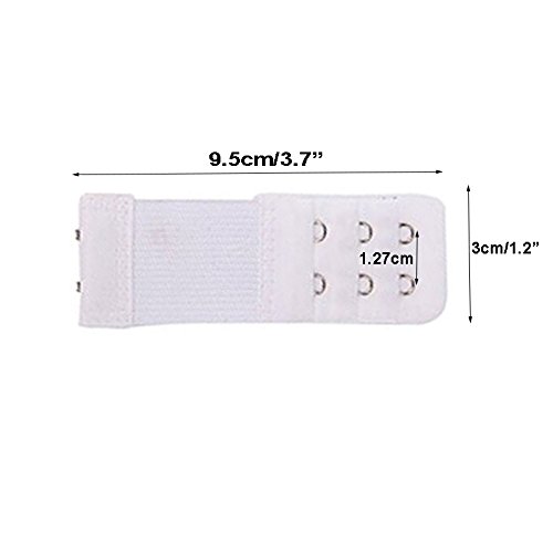 Mydio 12 Pack 3 Rows 2 Hooks Elastic Bra Extension Strap For Women Ladies,3 Colors