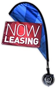Open House Mini Flag Kit for Real Estate Agents, Suction Cup Attachment, 2 ft, Now Leasing