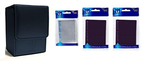 PURPLE Premium DOUBLE SLEEVING KIT Bundle - Leatherette ION Deck Box + 100 GLOSS Finish Sleeves and 100 Perfect Fit Sleeves (fits Magic, Force of Will, Pokemon Cards)