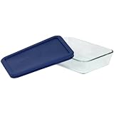 Pyrex Simply Store 3-Cup Rectangular Glass Food Storage Dish, 2-Piece, blue lid
