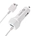 Galaxy S5 Car Charger, Shackle Ultra Fast Coiled Retractable Car Charger Adapter for Samsung Galaxy S5 | Galaxy Note 3 | Galaxy Tab Pro 12.2, Note Pro NotePro 12.2 Rapid Travel Charger - White