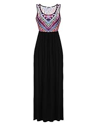 Gumod - Vestido sin mangas para mujer, diseño floral bohemio