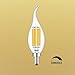 CRLight LED Candelabra Bulb 6W 2700K Warm White 700LM, 60W Equivalent E12 Base Dimmable LED Candle Bulbs, C35 Clear Glass Flame Shape Bent Tip, 360 Degrees Beam Angle, Pack of 3