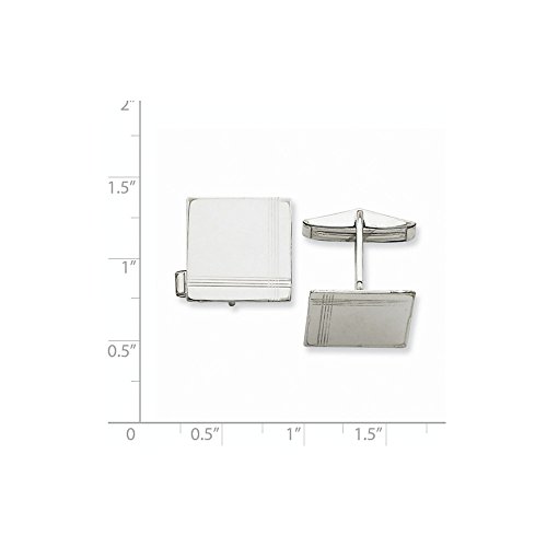 14K WG Square w/Line Design Cuff Links