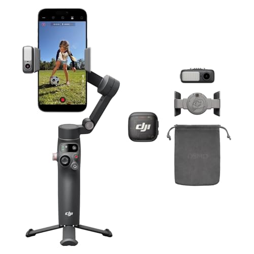 DJI Osmo Mobile 8 + Mic 3, Gimbal-Stabilisator für Smartphones, KI-Native-Tracking mit Audio und Beleuchtung, Funkmikrofon, aktive Geräuschunterdrücku