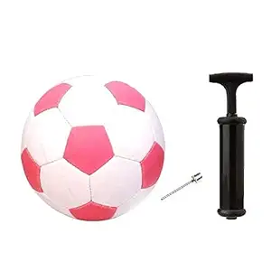 Soni Sports Combo of High Performance Soccer Game Football with air Inflating Pump and Needle pin (Pink-White, Size 3)