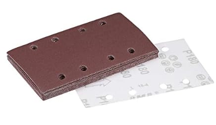 MACHSWON 180 Grit Sanding Sheet Sander Sandpaper Hook and Loop Pads 8 Hole 15pcs for 1/3 sander — image 1
