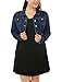 uxcell Women's Plus Size Button Closed Cropped Denim Jacket Dark Blue 2X