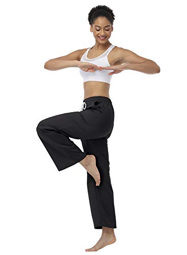 JULYER Womens Lounge Pants Drawstring Bootcut Wide Leg Yoga Pants for Women with Pockets (Black, X-Large)