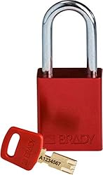 Brady SafeKey Lockout Padlock - Aluminum - Red