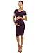 PattyBoutik Mama Cowl Neck Short Sleeve Maternity Dress (Medium Purple Small)