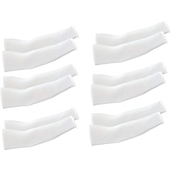 UV Arm Sleeves (6 Pairs) White - Universal Fit Sleeves to Protect Your Skin from Sun Exposure.