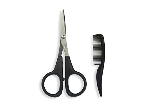 Professional Mustache Scissors and Mini Comb Trimming Kit, 4 inch