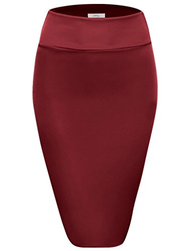 Scuba Pencil Skirt Midi Bodycon Skirt Below Knee Skirt Office