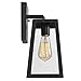 Emliviar Outdoor Wall Lighting Fixture 2 Pack, Wall Light Fixture in Black Finish with Clear Bevel Glass, 12