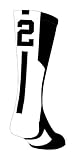 TCK Player Id Black/White Number Crew Sock (#2 - Single Sock, Medium)